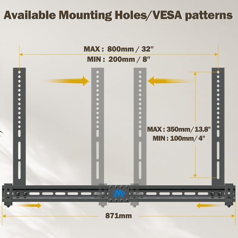 Mounting Dream Soundbar Mount Sound Bar TV Bracket with Holes/Without Holes, Non-Slip Base Holder Extends 3.4" to 6.1", Up to 20 LBS, Safe and Easy to Install MD5425 - Image 3